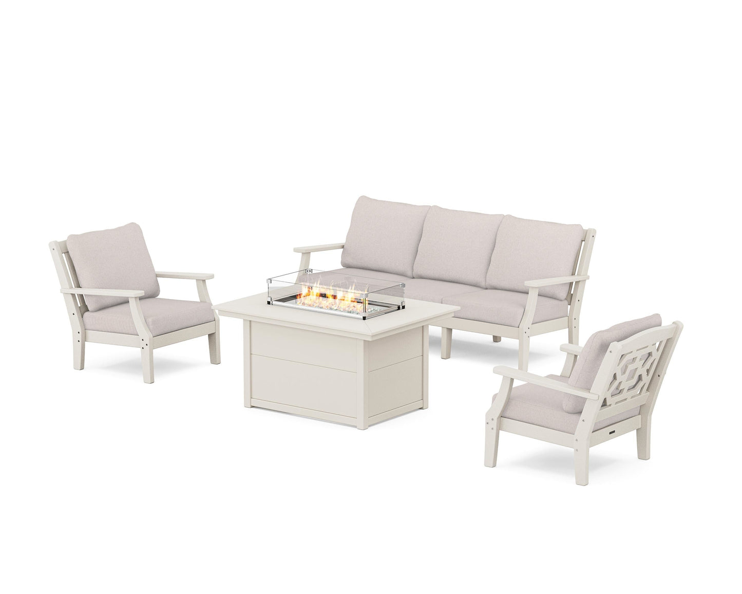 Chinoiserie Deep Seating Fire Pit Table Set