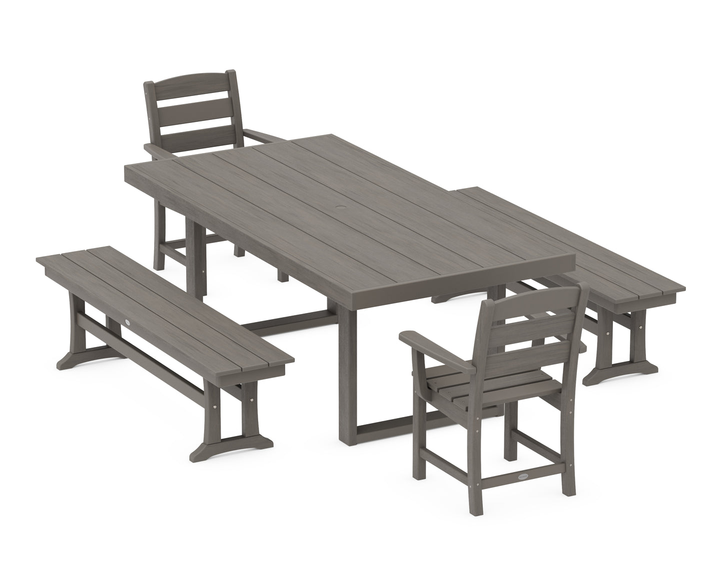 Lakeside 5-Piece Dining Set with Benches
