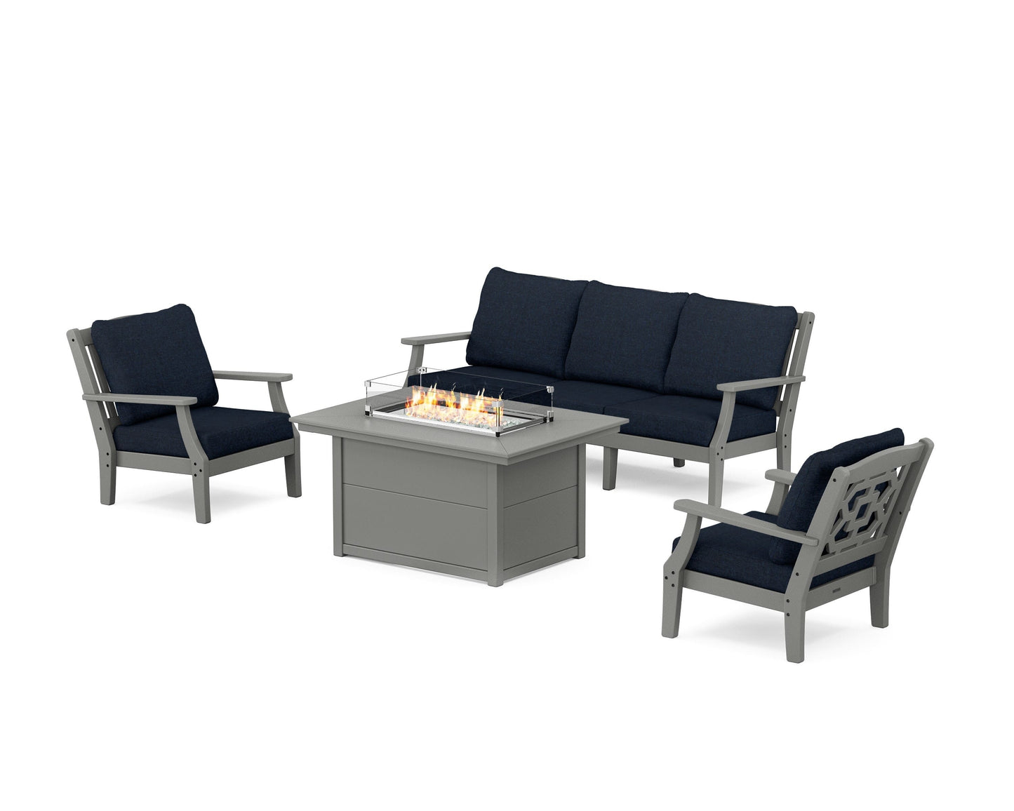 Chinoiserie Deep Seating Fire Pit Table Set