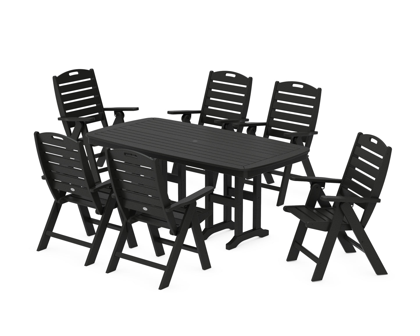 Nautical Folding Highback Chair 7-Piece Dining Set