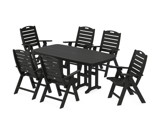 Nautical Folding Highback Chair 7-Piece Dining Set