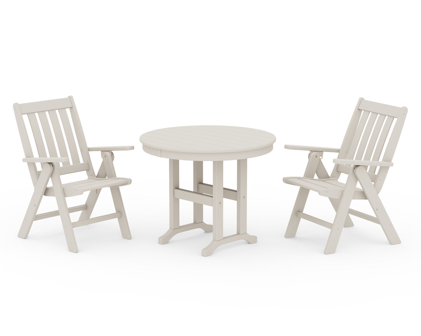 Vineyard Folding Chair 3-Piece Round Dining Set
