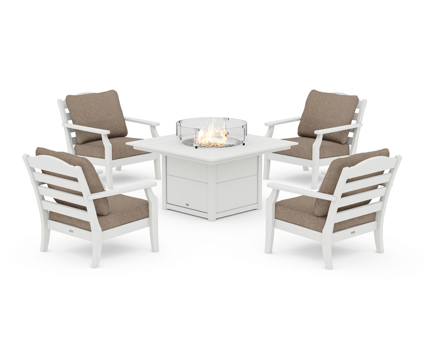 Savannah 5-Piece Deep Seating Set with Fire Pit Table