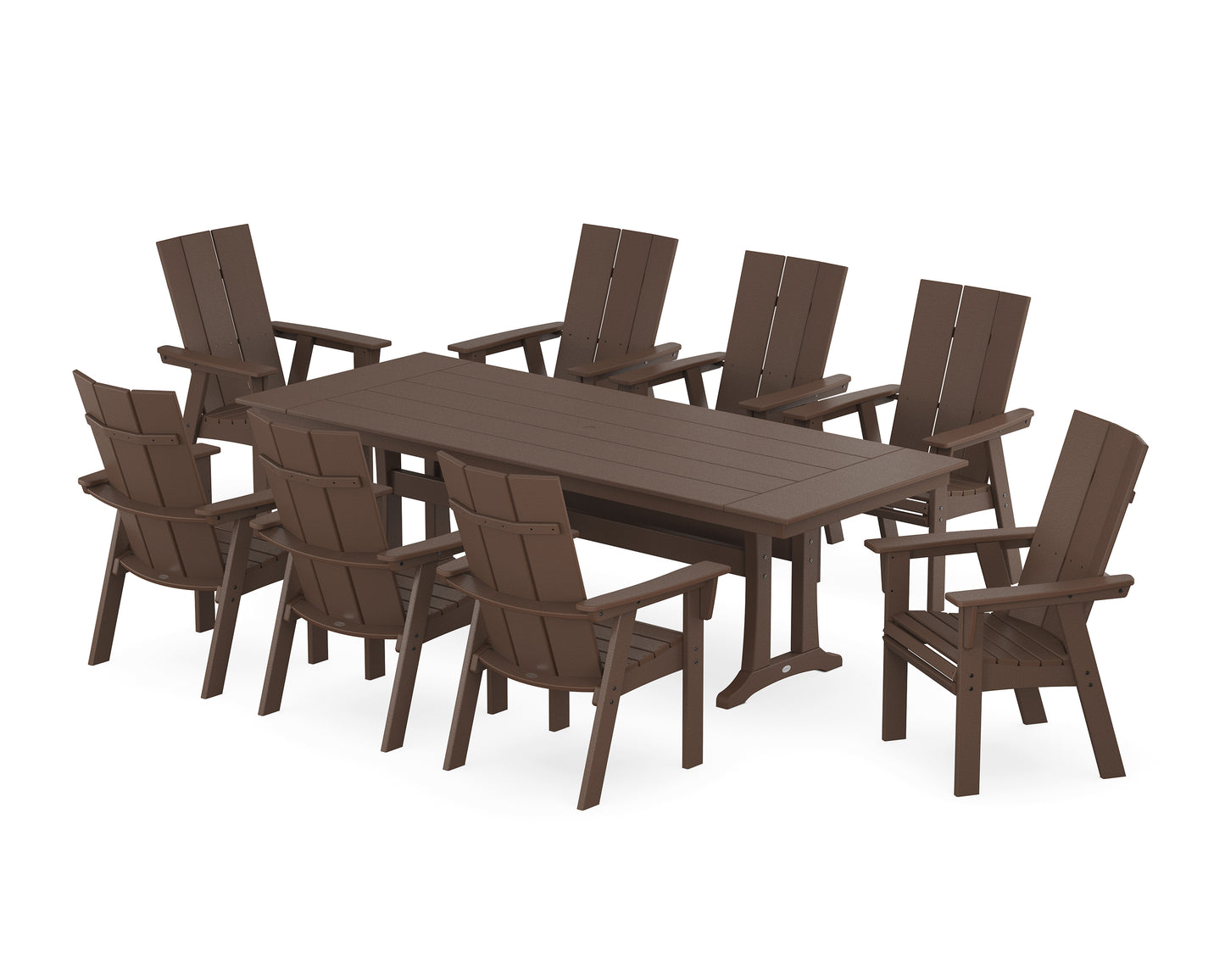 Modern Curveback Adirondack 9-Piece Farmhouse Dining Set with Trestle Legs