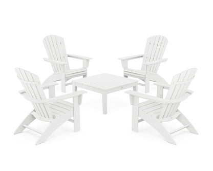 5-Piece Nautical Curveback Adirondack Chair Conversation Set with 36" Conversation Table