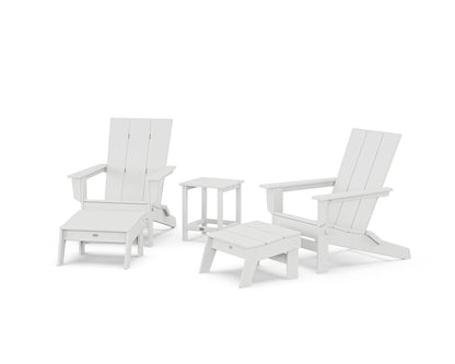 5-Piece Modern Studio Folding Adirondack Set with Ottomans and Side Table