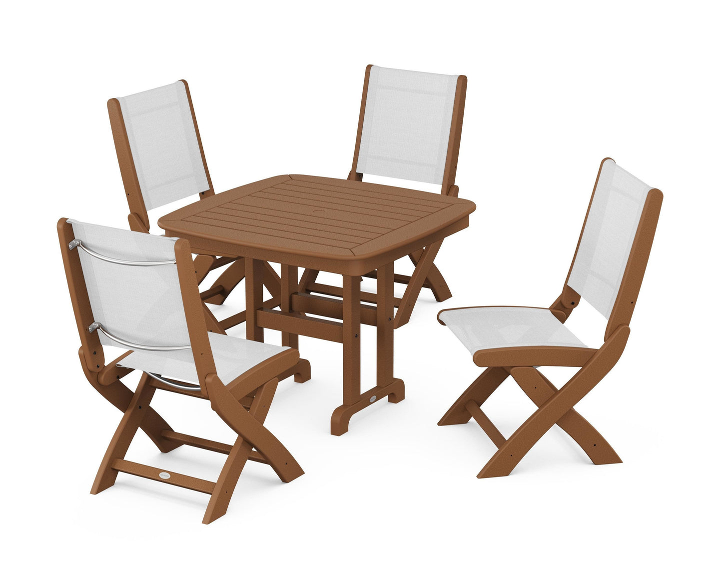Coastal Folding Side Chair 5-Piece Dining Set