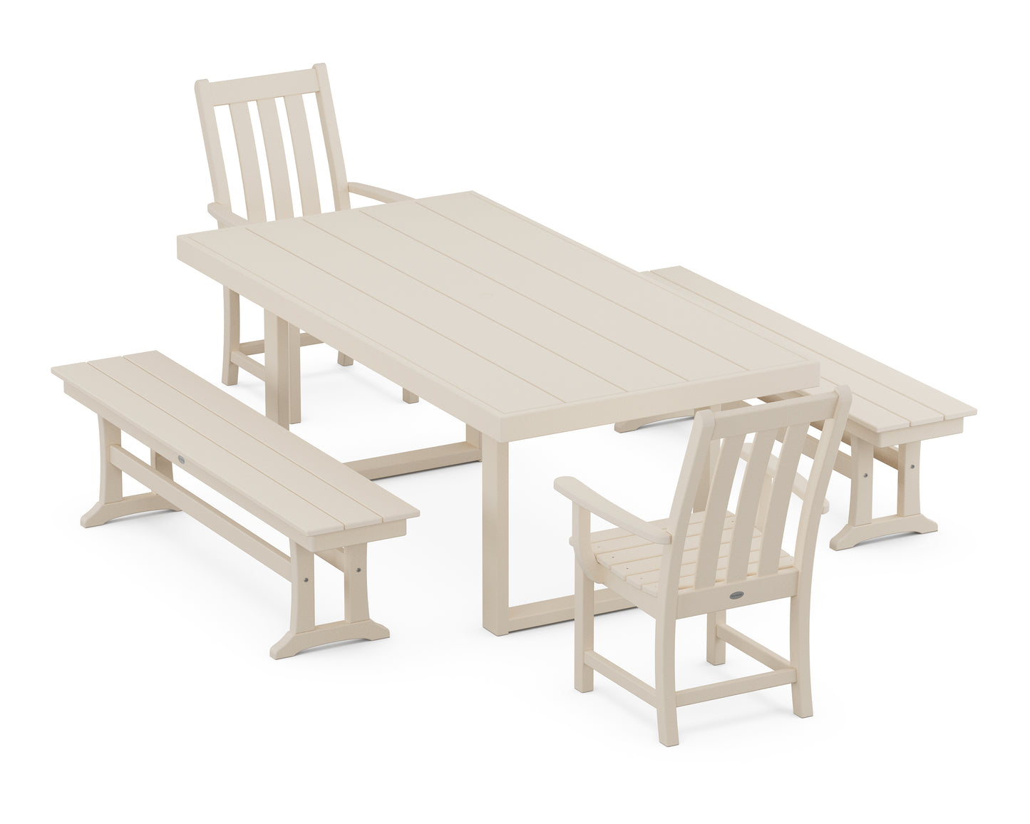 Vineyard 5-Piece Dining Set with Benches