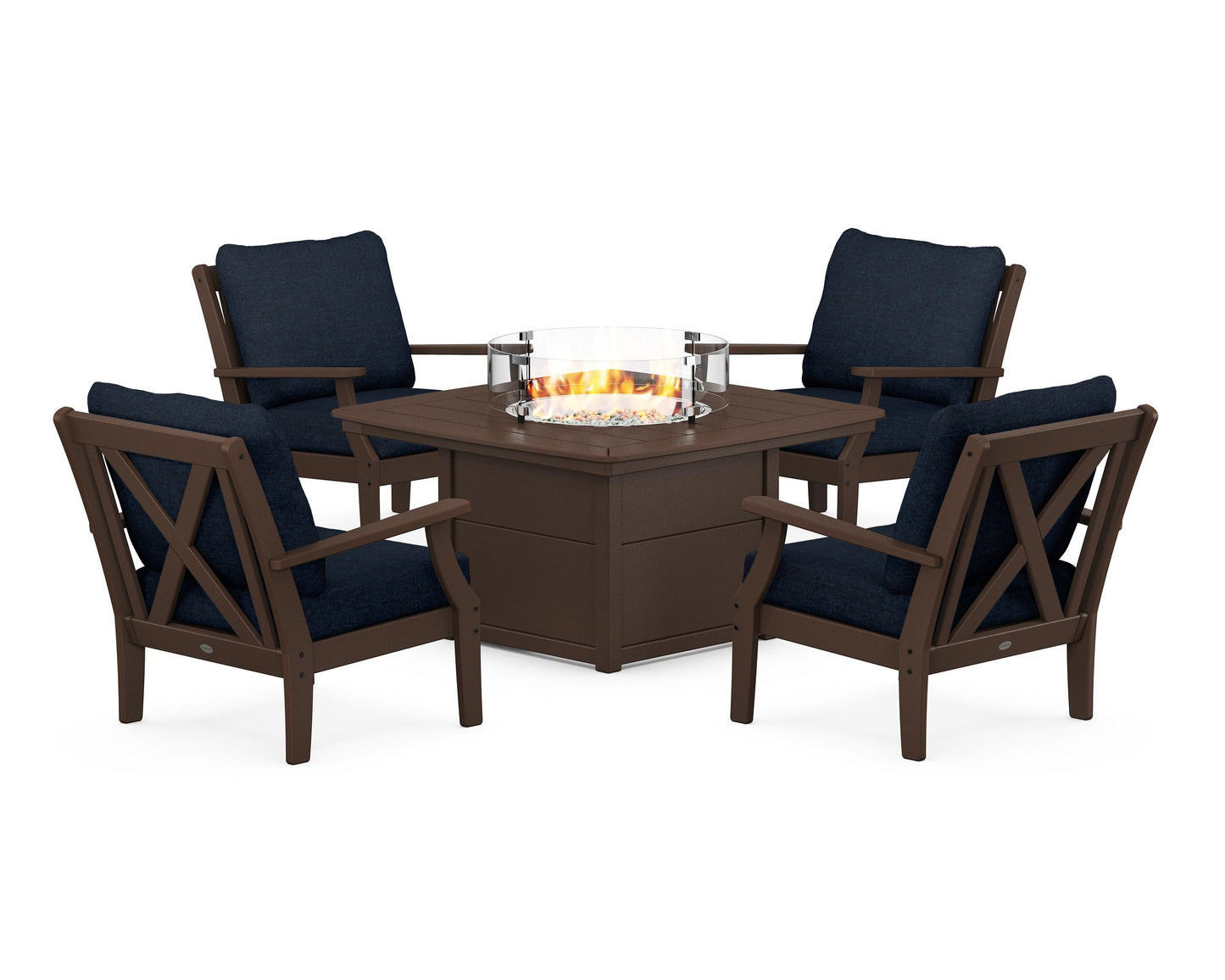 Braxton 5-Piece Deep Seating Conversation Set with Fire Pit Table