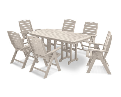Nautical Folding Highback Chair 7-Piece Dining Set