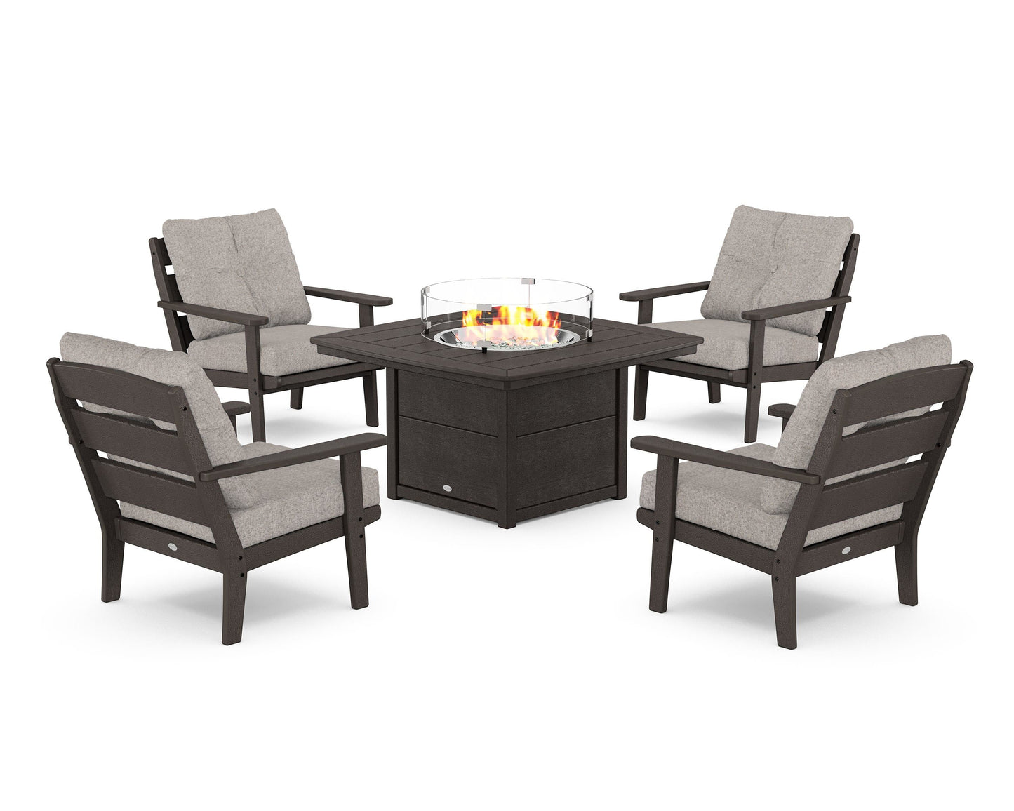 Lakeside 5-Piece Deep Seating Set with Nautical Fire Pit Table