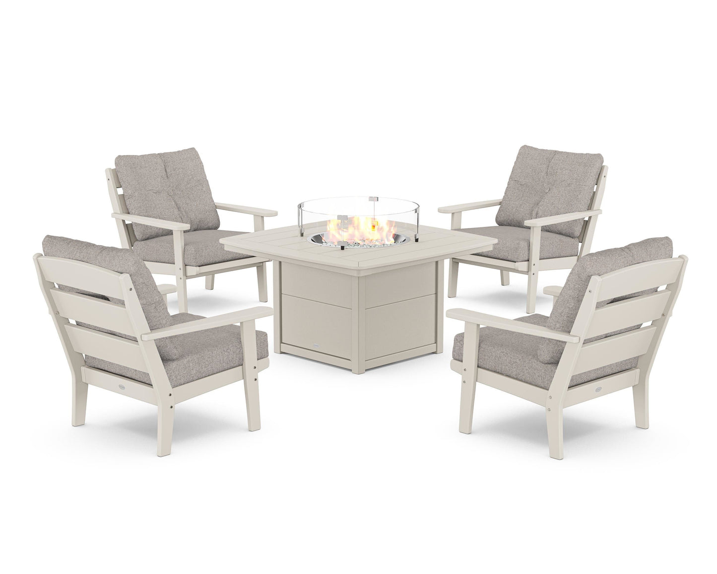 Lakeside 5-Piece Deep Seating Set with Nautical Fire Pit Table