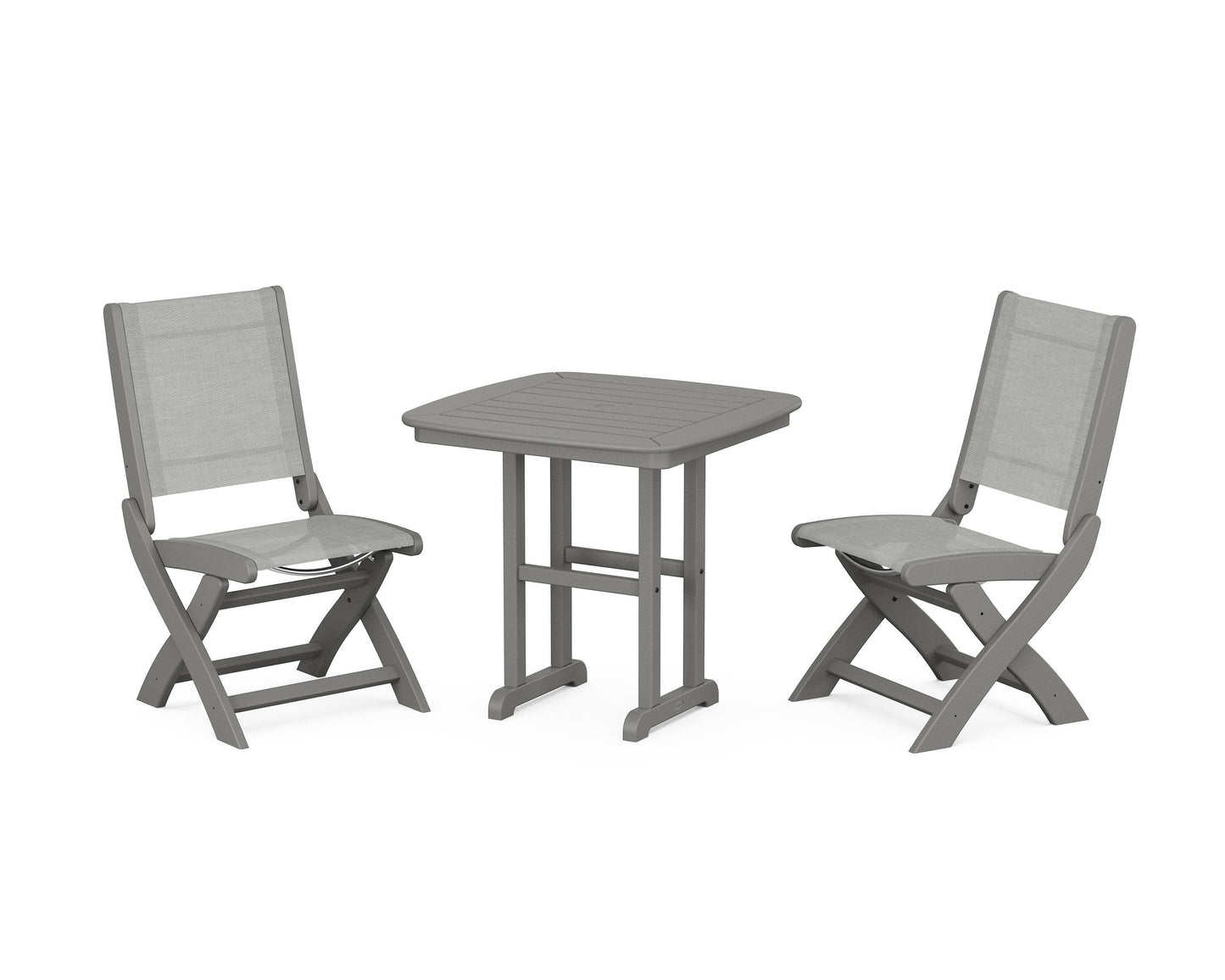 Coastal Folding Side Chair 3-Piece Dining Set