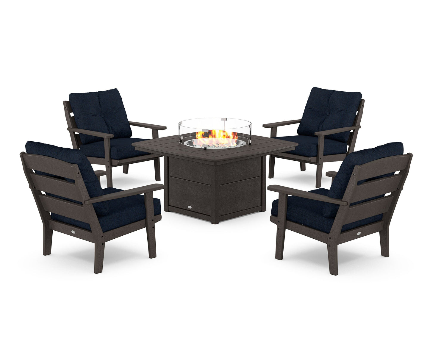 Lakeside 5-Piece Deep Seating Set with Nautical Fire Pit Table