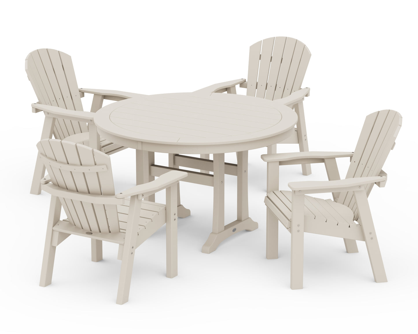 Seashell 5-Piece Round Dining Set with Trestle Legs
