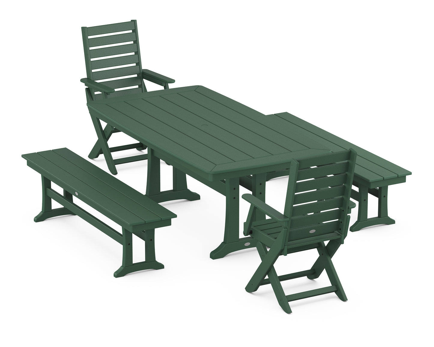 Captain Folding Chair 5-Piece Dining Set with Trestle Legs
