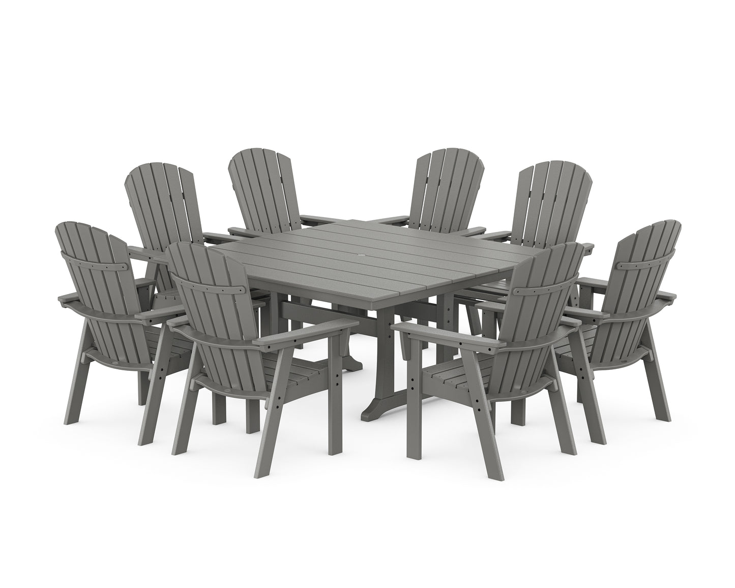 Nautical Curveback Adirondack 9-Piece Square Dining Set with Trestle Legs