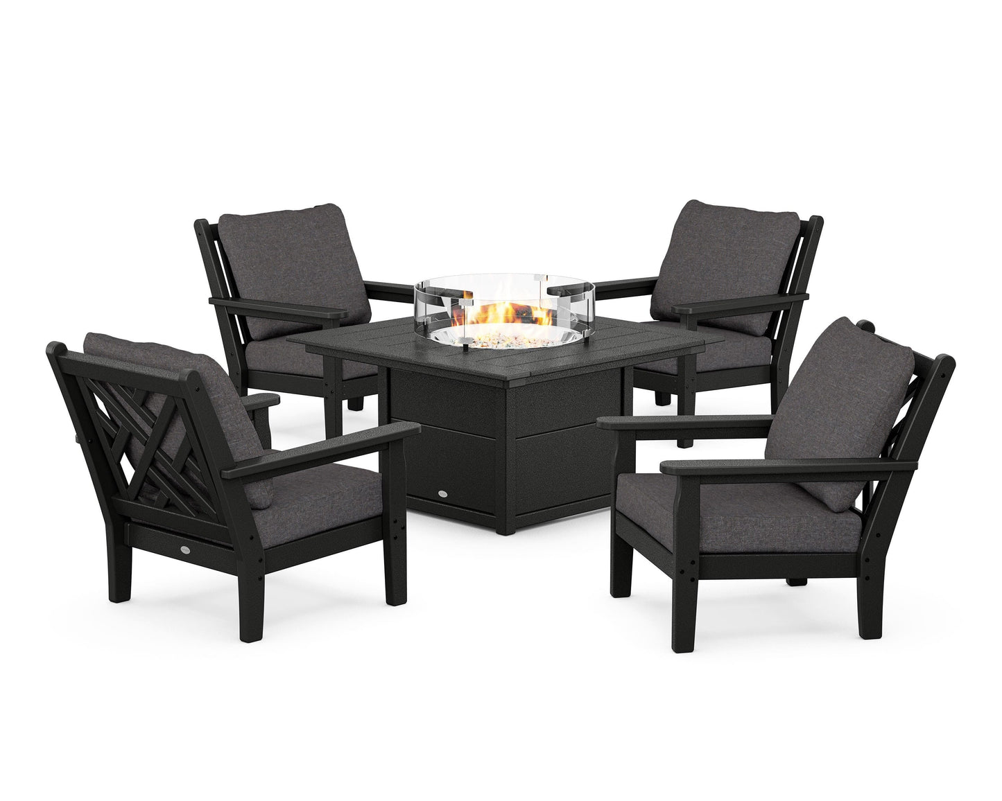 Chippendale 5-Piece Deep Seating Set with Fire Pit Table