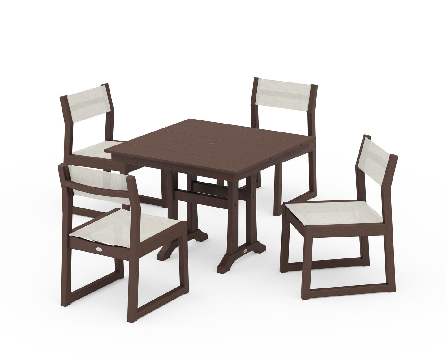 EDGE Sling 5-Piece Farmhouse Trestle Side Chair Dining Set
