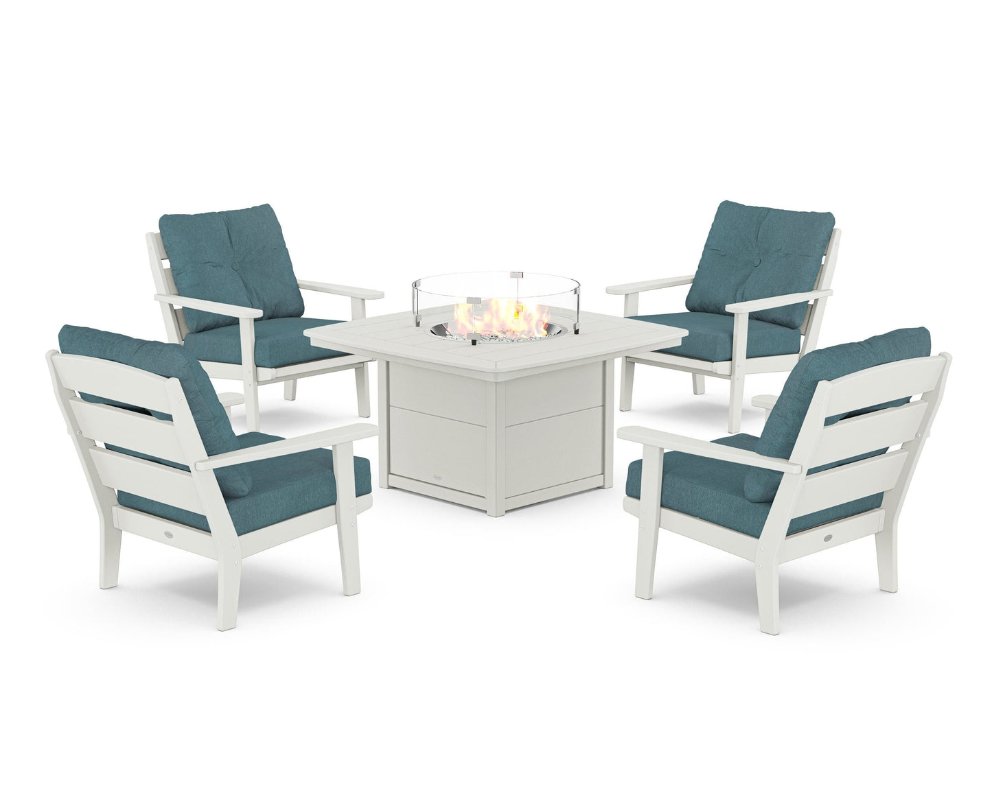 Lakeside 5-Piece Deep Seating Set with Nautical Fire Pit Table