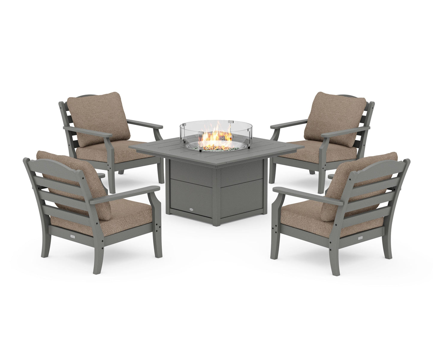 Savannah 5-Piece Deep Seating Set with Fire Pit Table