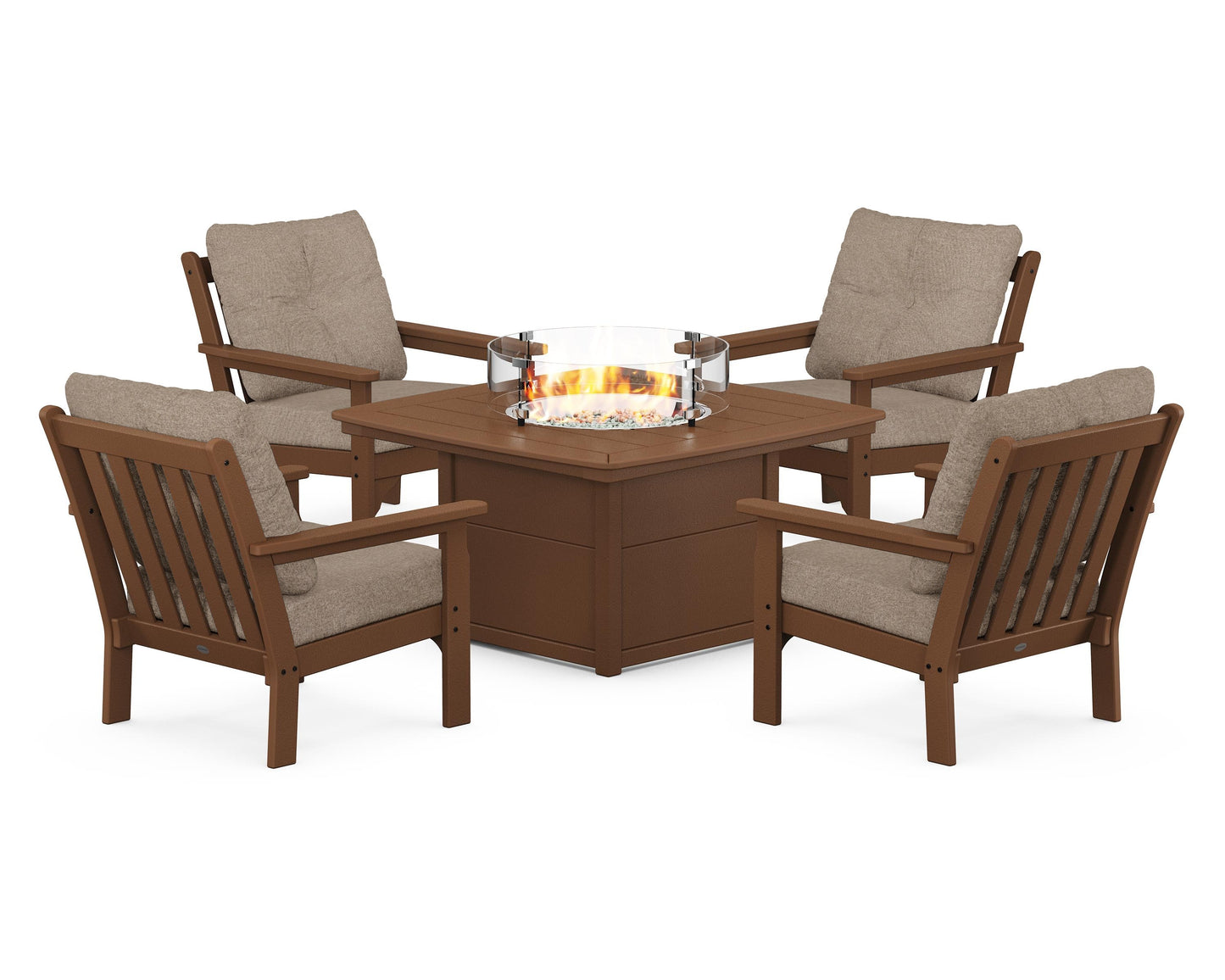 Vineyard 5-Piece Conversation Set with Fire Pit Table