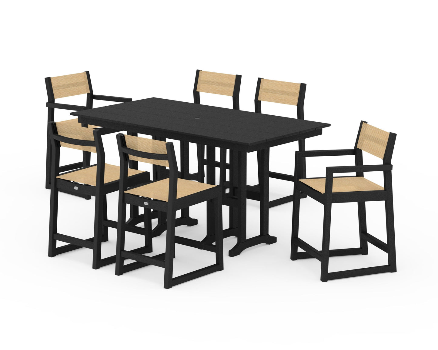 EDGE Sling 7-Piece Farmhouse Counter Set with Trestle Legs