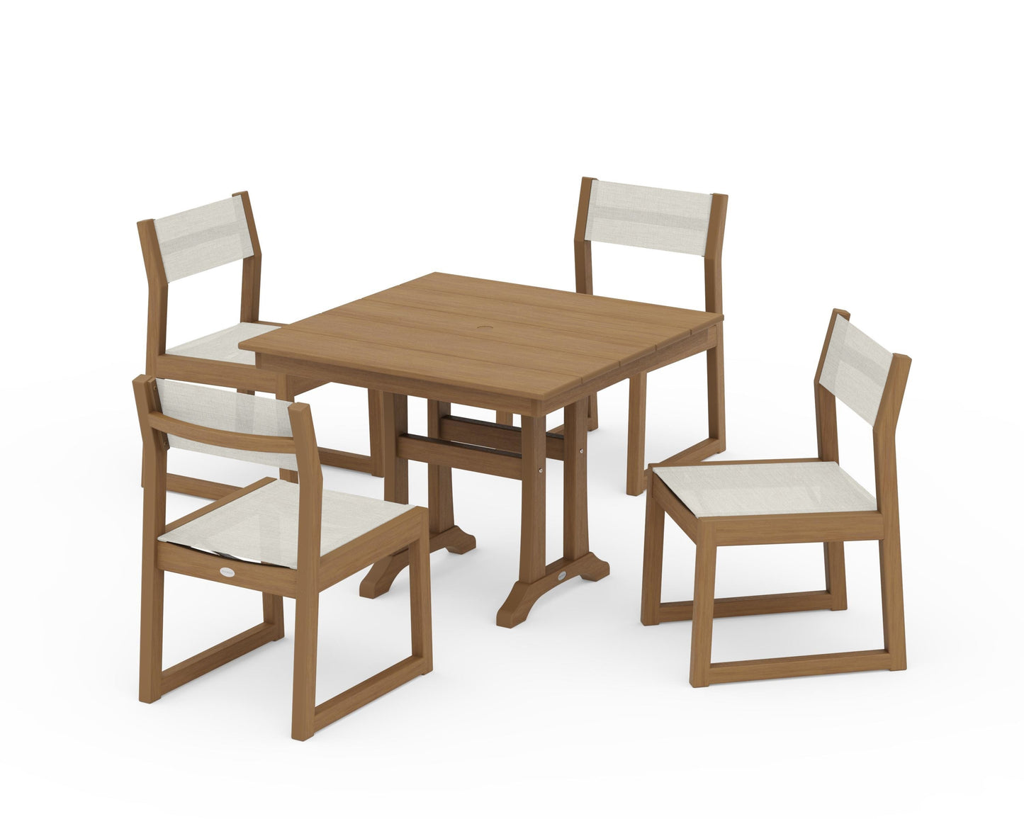EDGE Sling 5-Piece Farmhouse Trestle Side Chair Dining Set