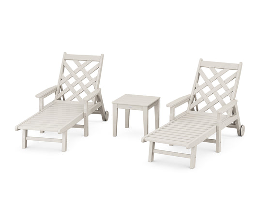 Wovendale 3-Piece Chaise Set with Arms and Wheels