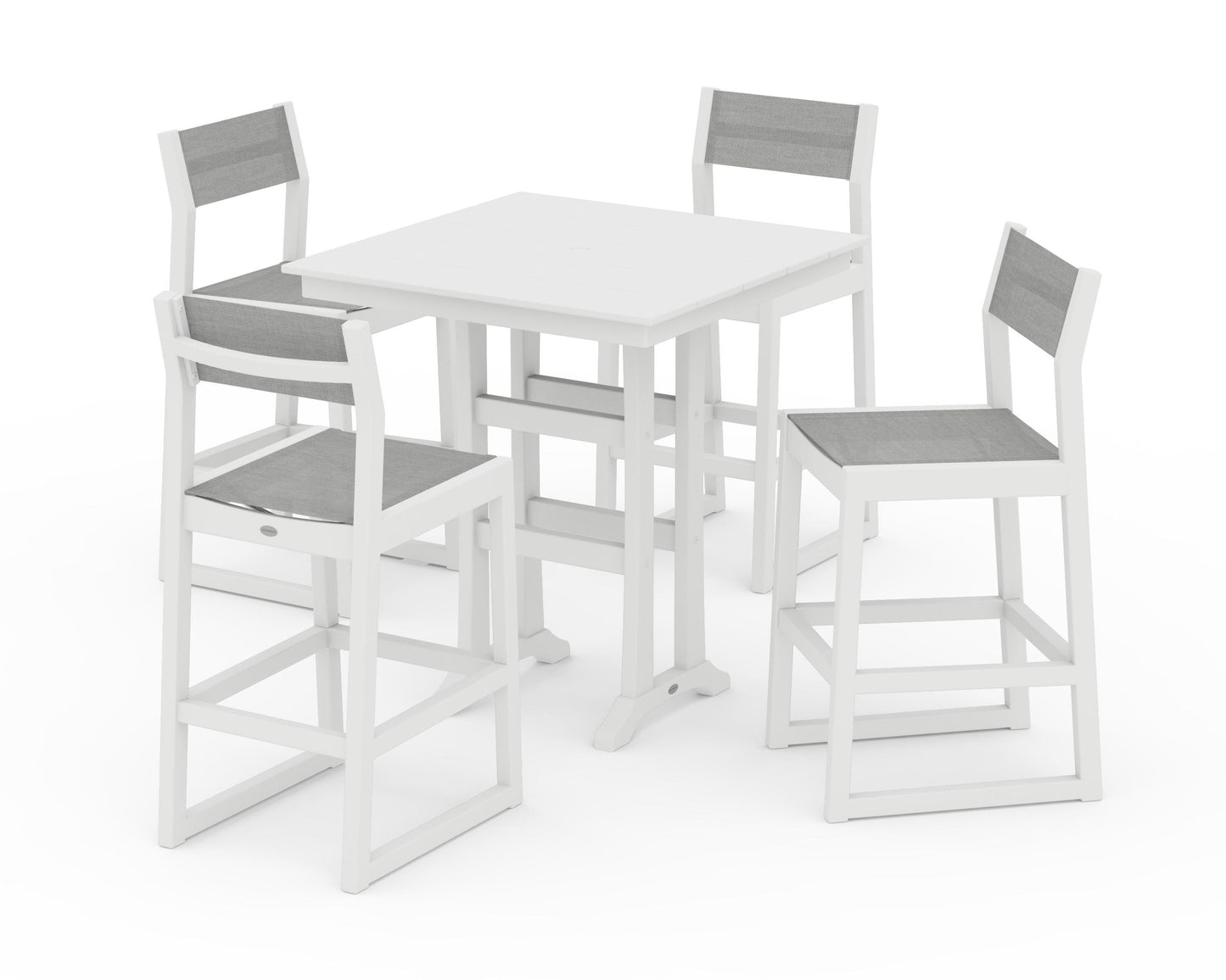 EDGE Sling Arm Chair 5-Piece Farmhouse Bar Set with Trestle Legs