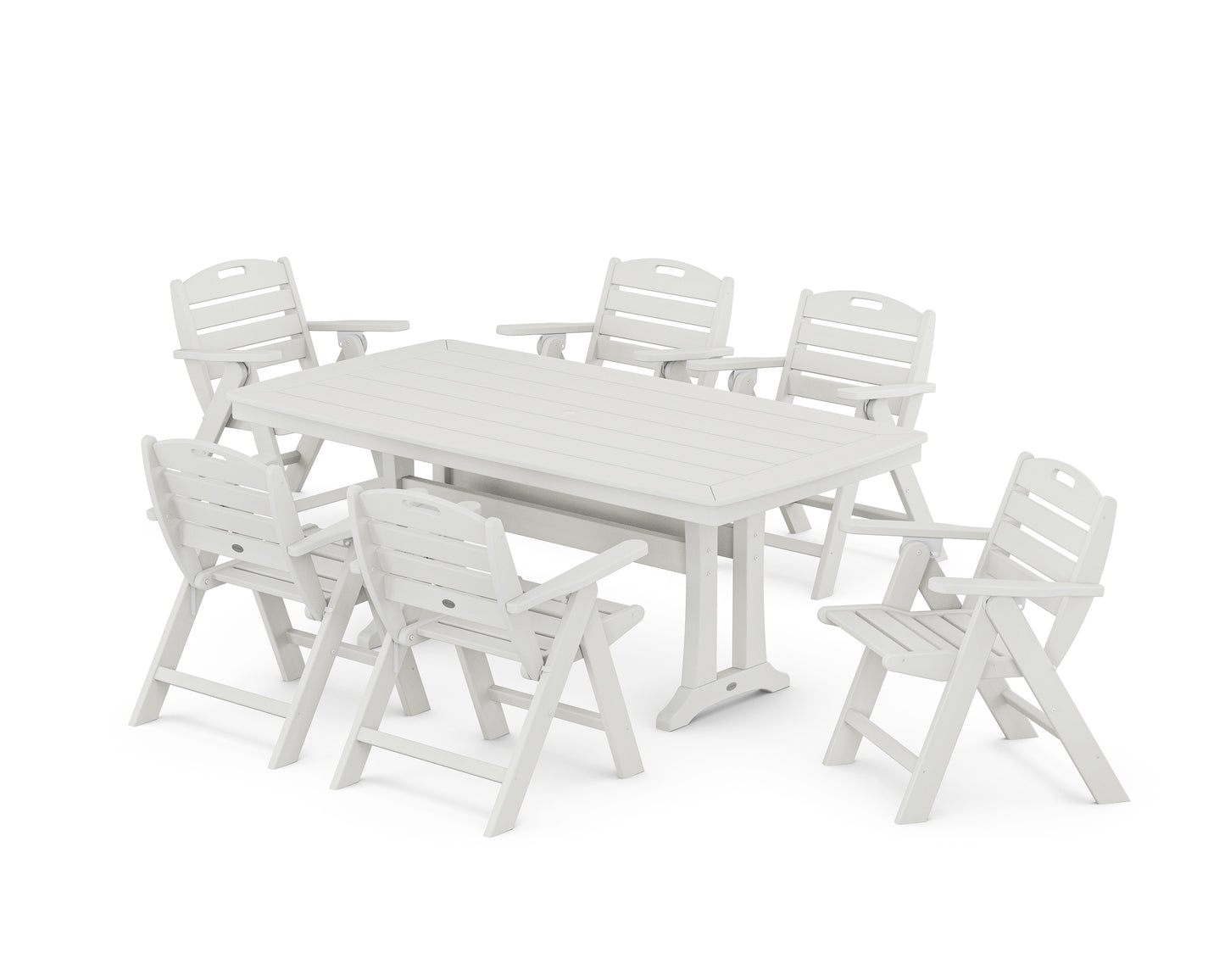 Nautical Lowback 7-Piece Dining Set with Trestle Legs