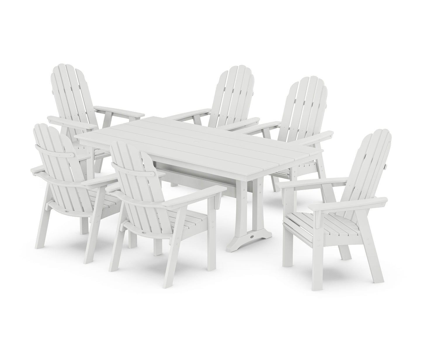 Vineyard Curveback Adirondack Chair 7-Piece Farmhouse Dining Set with Trestle Legs