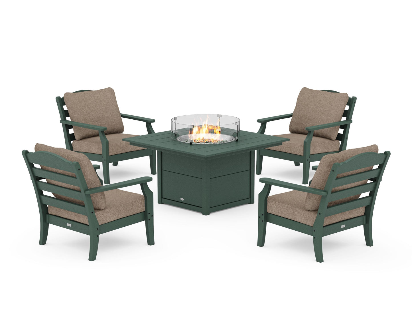 Savannah 5-Piece Deep Seating Set with Fire Pit Table