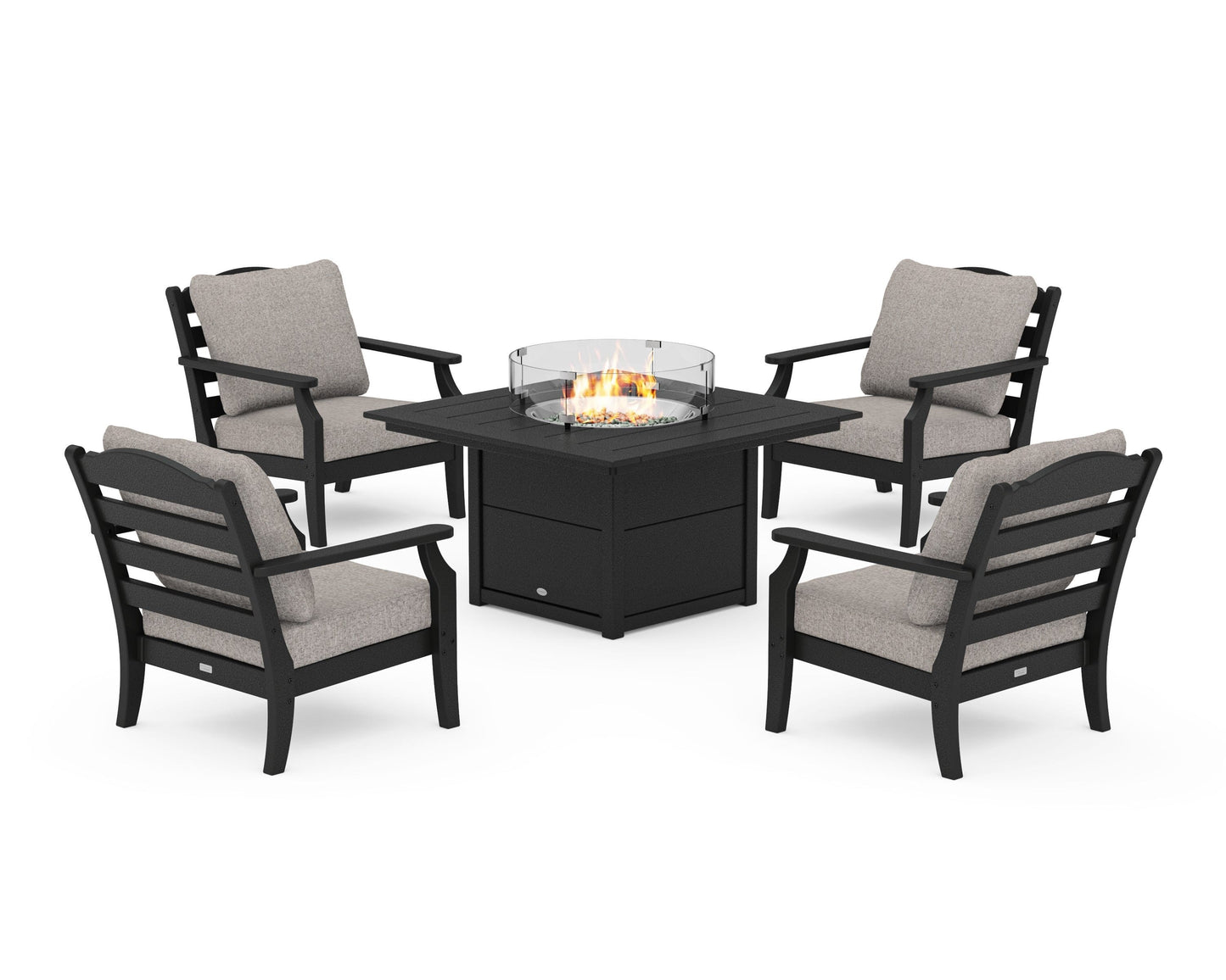 Savannah 5-Piece Deep Seating Set with Fire Pit Table