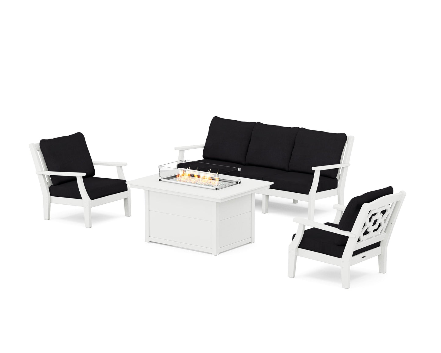 Chinoiserie Deep Seating Fire Pit Table Set