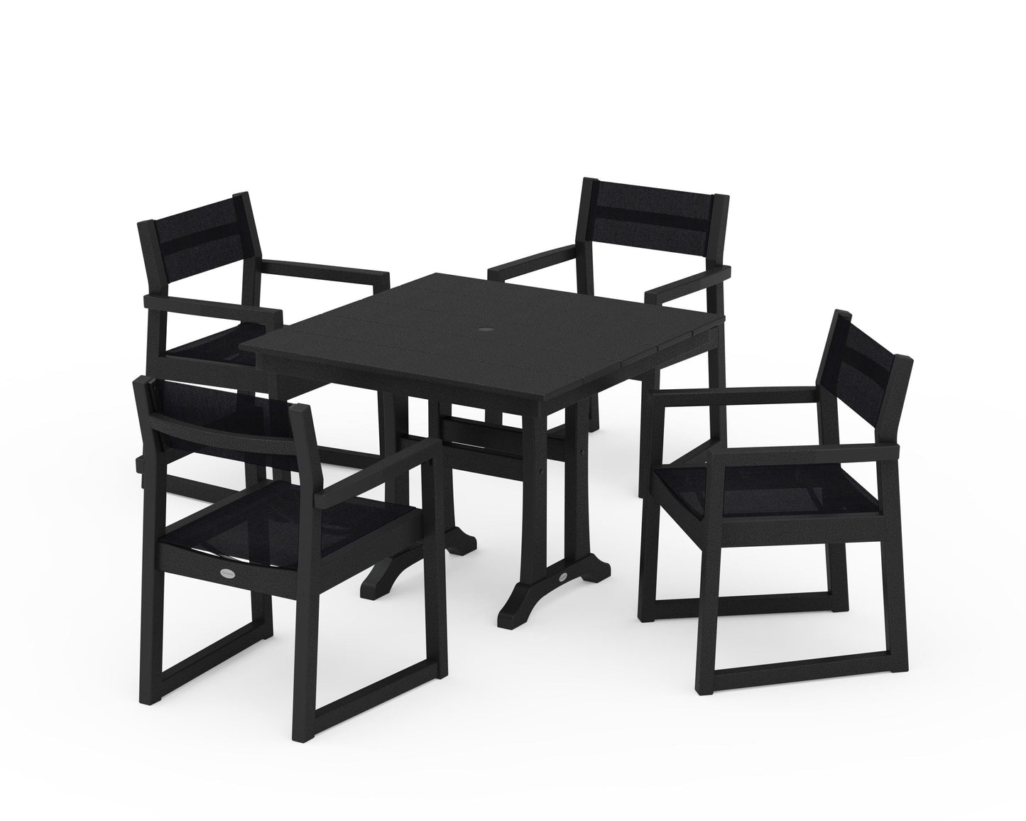 EDGE Sling 5-Piece Farmhouse Dining Set with Trestle Legs