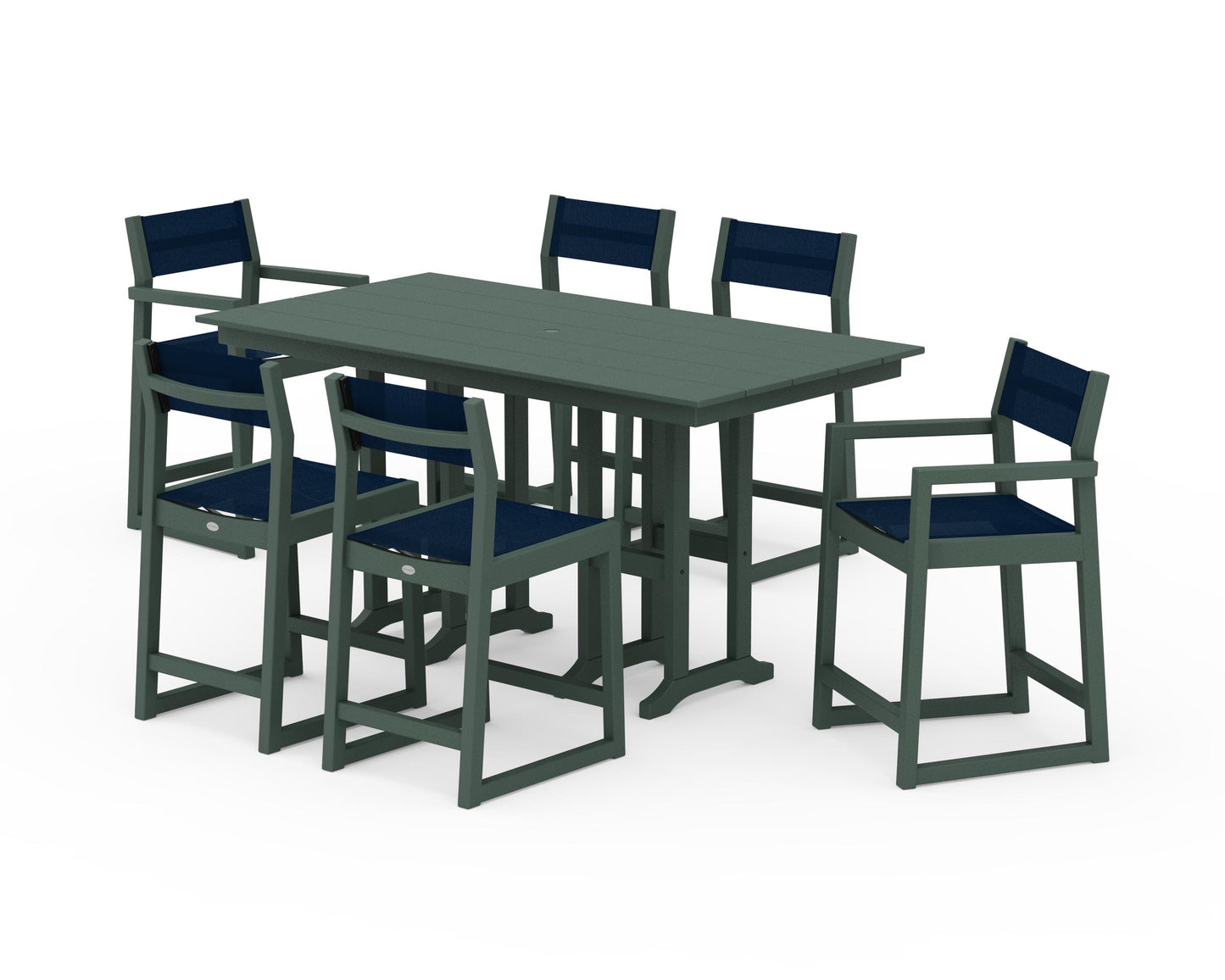 EDGE Sling 7-Piece Farmhouse Counter Set with Trestle Legs