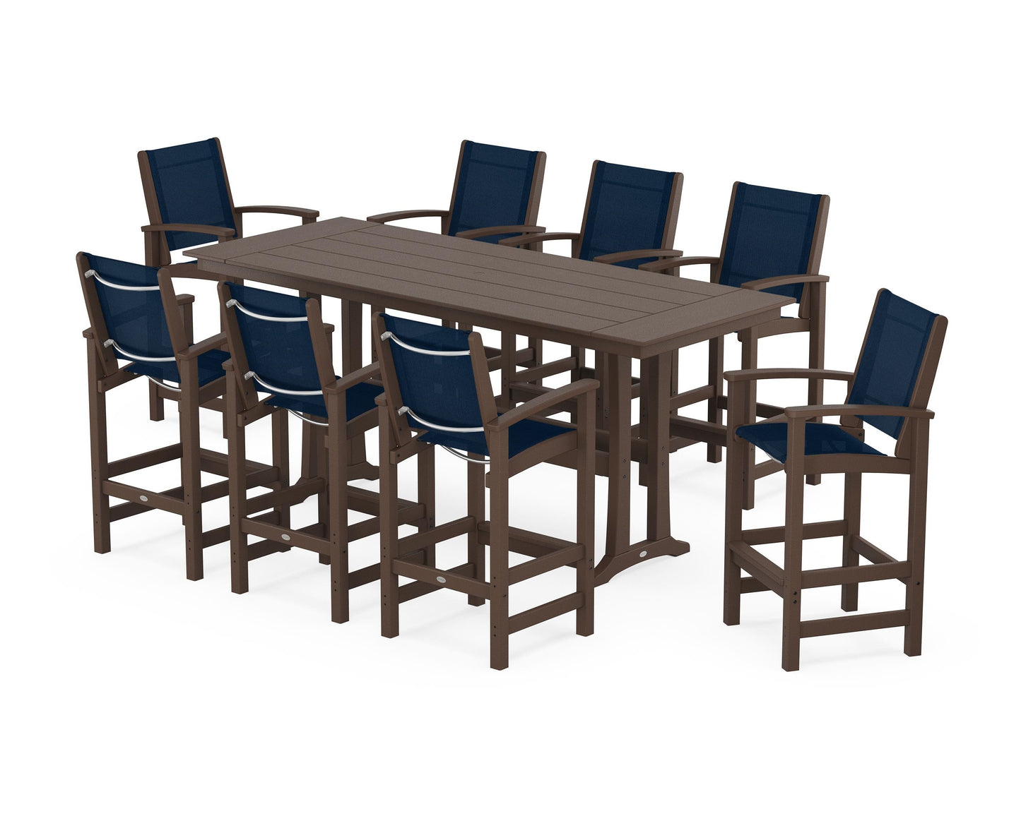 Coastal 9-Piece Farmhouse Bar Set with Trestle Legs