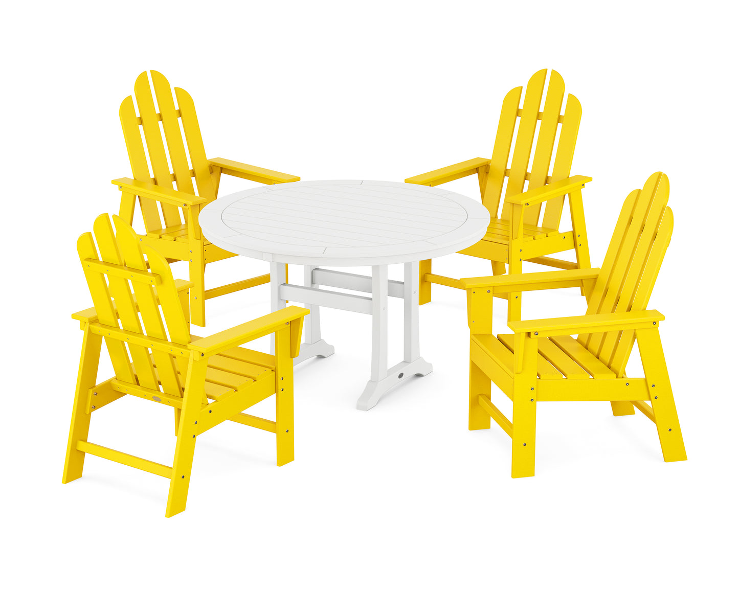 Long Island 5-Piece Round Dining Set with Trestle Legs