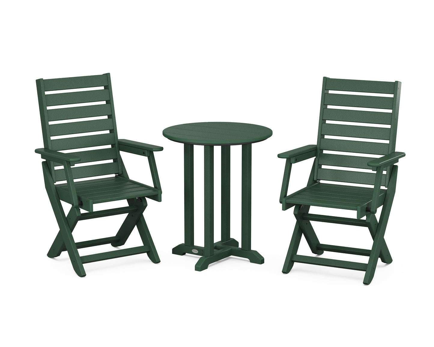 Captain Folding Chair 3-Piece Round Bistro Dining Set