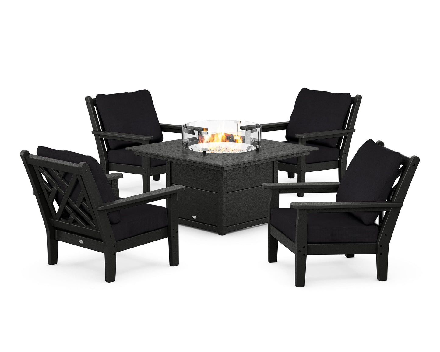 Chippendale 5-Piece Deep Seating Set with Fire Pit Table