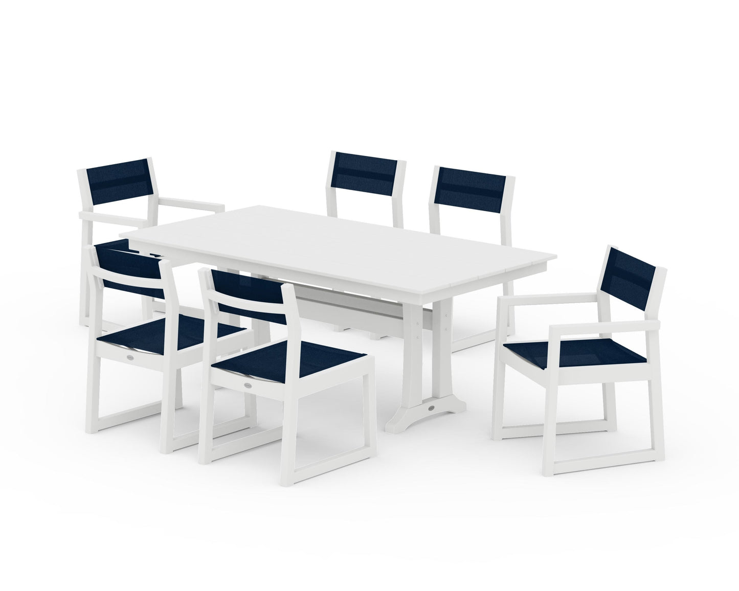 EDGE Sling 7-Piece Farmhouse Trestle Dining Set