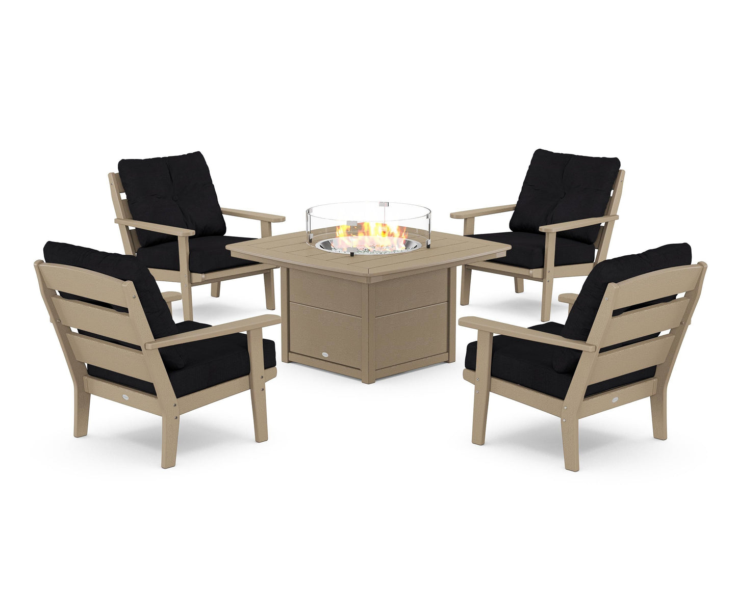 Lakeside 5-Piece Deep Seating Set with Nautical Fire Pit Table