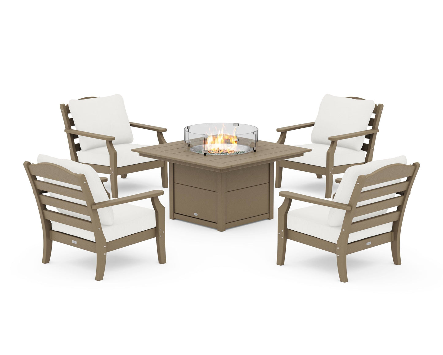 Savannah 5-Piece Deep Seating Set with Fire Pit Table