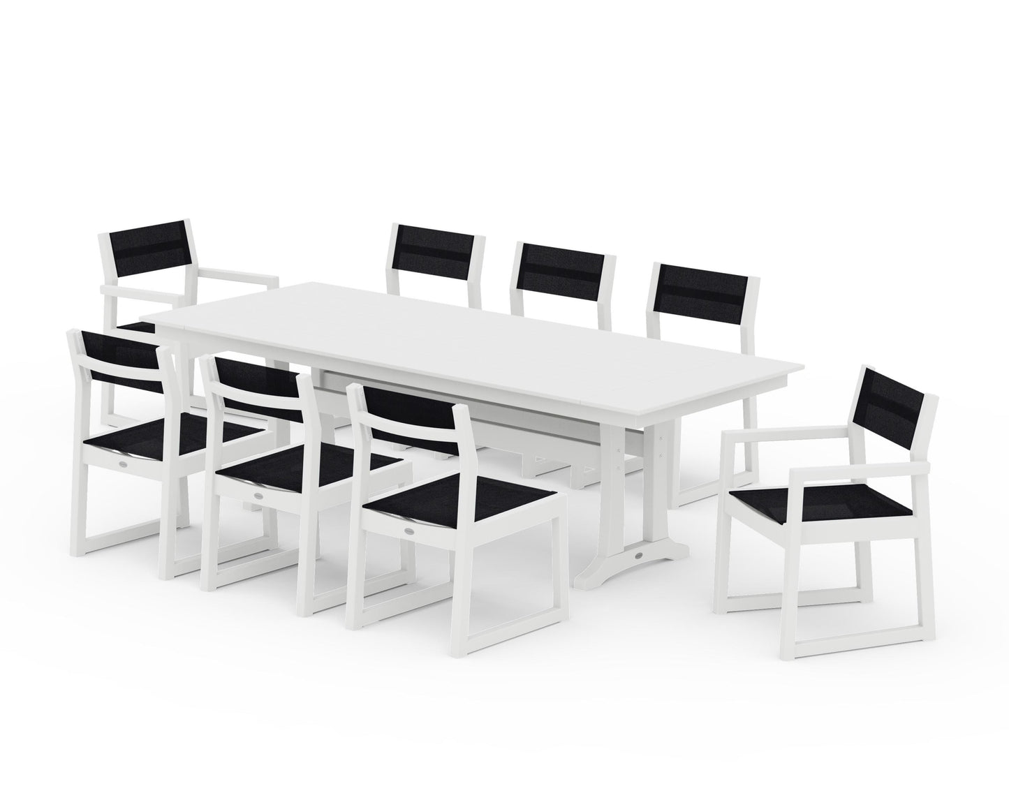 EDGE Sling 9-Piece Farmhouse Trestle Dining Set