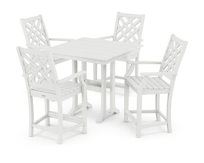 Wovendale 5-Piece Farmhouse Counter Set with Trestle Legs