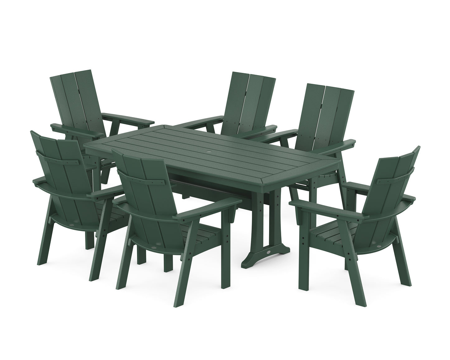 Modern Curveback Adirondack 7-Piece Dining Set with Trestle Legs