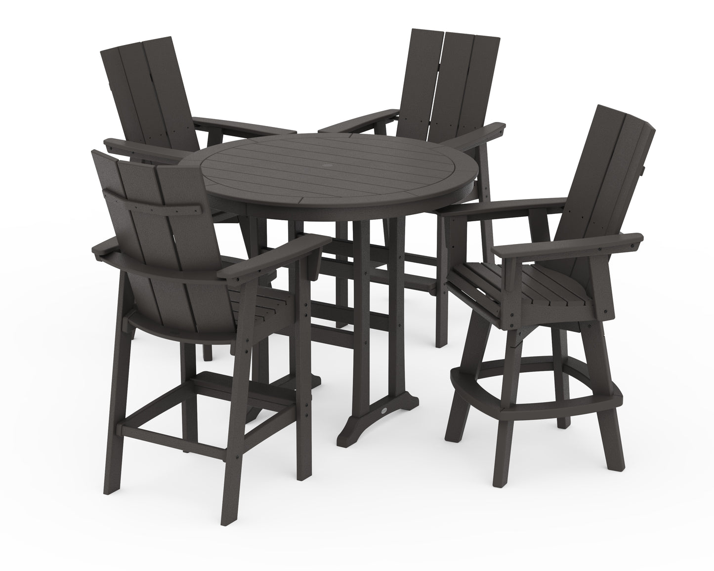 Modern Adirondack 5-Piece Nautical Trestle Round Bar Set with Swivels
