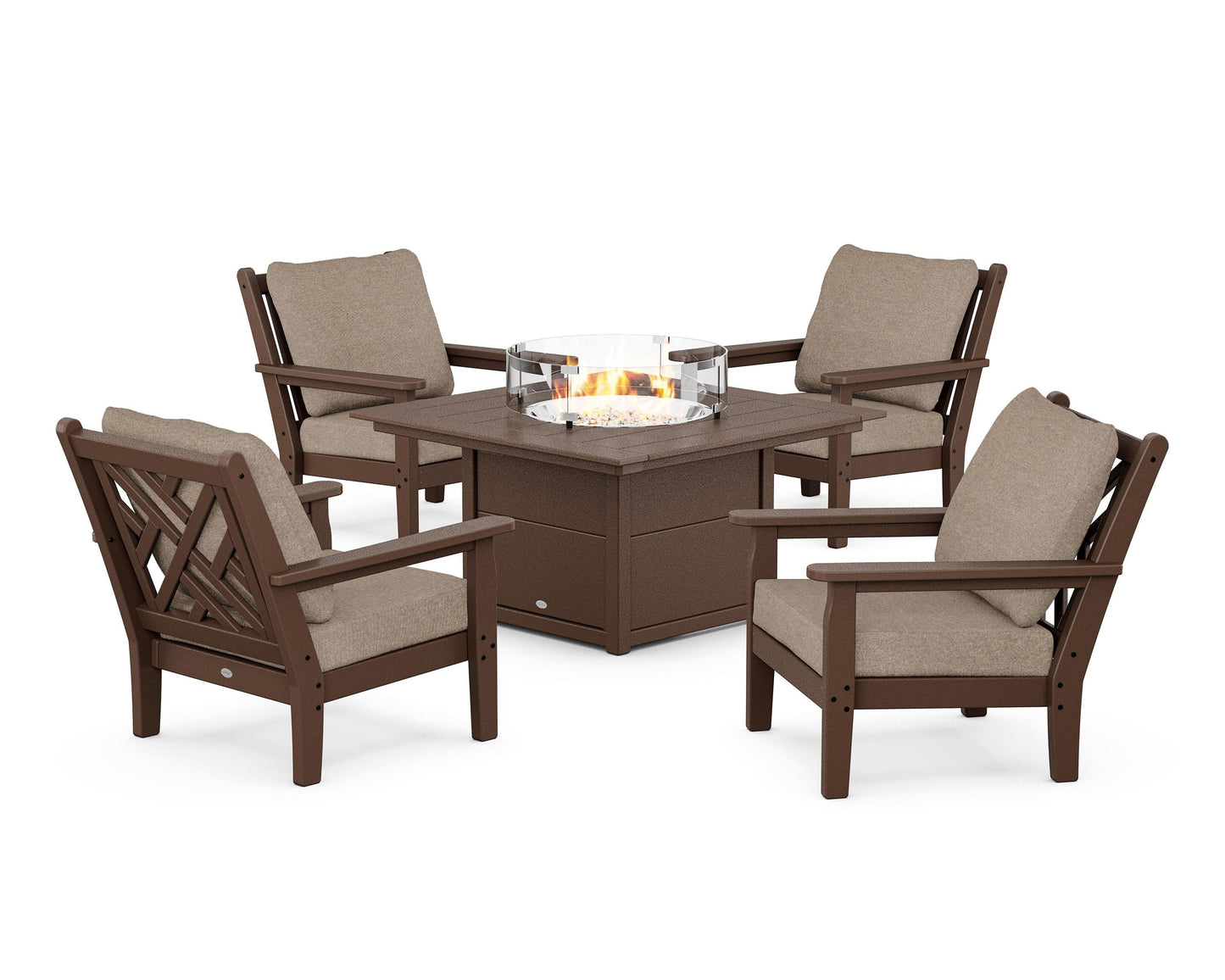 Chippendale 5-Piece Deep Seating Set with Fire Pit Table
