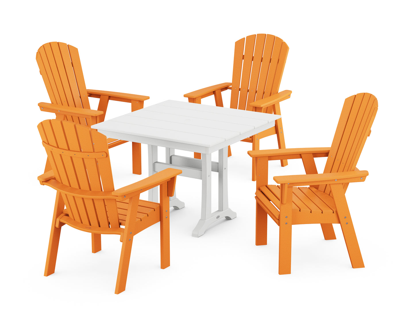 Nautical Adirondack 5-Piece Farmhouse Dining Set With Trestle Legs